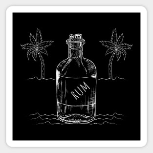 Hand drawn rum bottle white text Sticker